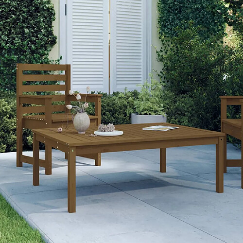 vidaXL Table de jardin marron miel 121x82,5x45 cm bois massif de pin