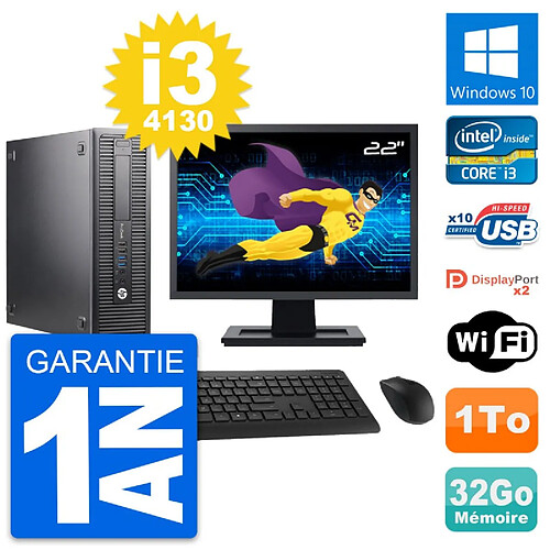 PC HP 600 G1 SFF Ecran 22" Intel i3-4130 RAM 32Go Disque Dur 1To Windows 10 Wifi · Occasion