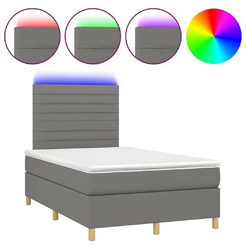 Maison Chic Lit adulte- Lit + matelas + LED,Sommier à lattes de lit matelas LED gris foncé 120x190 cm tissu -GKD88096