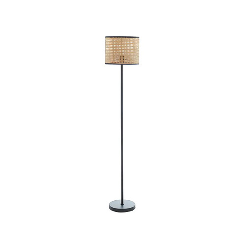 Vente-Unique Lampadaire cannage style ethnique - Fer et rotin - H. 145 cm - Noir et Naturel - NEIROBI