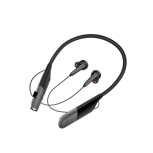 LUUCOZK Écouteurs tour de cou AKZ-R11 Casque de sport sans fil compatible Bluetooth pour course à pied - Noir