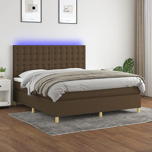 Sommier à lattes,Cadre à lattes de lit pour Adulte matelas et LED Marron foncé 180x200 cm -MN81465