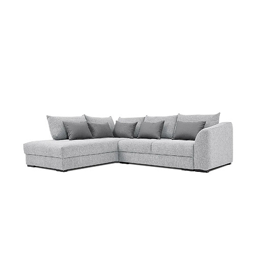 Courtois Laville Canapé d'angle gauche 5 places convertible tissu gris clair - Elbe