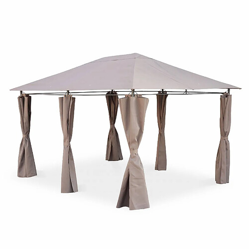 Tonnelle 3x4 m - Divio - Toile taupe - Pergola avec rideaux, tente de jardin, barnum | sweeek