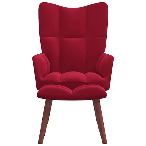 Maison Chic Chaise de relaxation | Fauteuil relax avec repose-pied Rouge bordeaux Velours -GKD93357