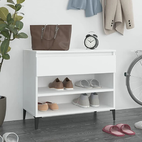 Maison Chic Armoire à Chaussures,Meuble de Rangement à Chaussures Blanc 70x36x60 cm Bois d'ingénierie -MN51670