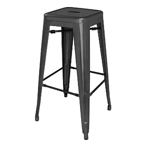 Tabourets Hauts en Acier Galvanisé Noirs - Lot de 4 - Bolero Bistro