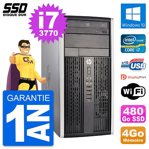 PC Tour HP Compaq Pro 6300 CMT Intel i7-3770 RAM 4Go SSD 480Go Windows 10 Wifi · Occasion