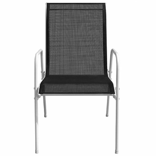 Maison Chic Lot de 2 Chaises empilables de jardin - Fauteuil d'extérieur Acier et textilène Noir -MN36765