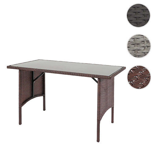 Mendler Poly-Rattan Table de salle à manger HWC-G16, Table de jardin, Gastronomie 112x60cm ~ brun