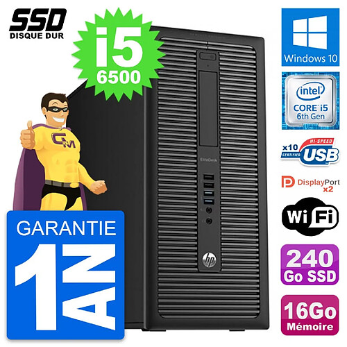 PC Tour HP EliteDesk 800 G2 Intel i5-6500 RAM 16Go SSD 240Go Windows 10 Wifi · Occasion