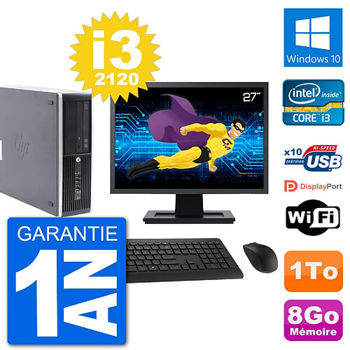 PC HP Compaq Pro 6300 SFF Ecran 27" i3-2120 RAM 8Go Disque 1To Windows 10 Wifi · Occasion