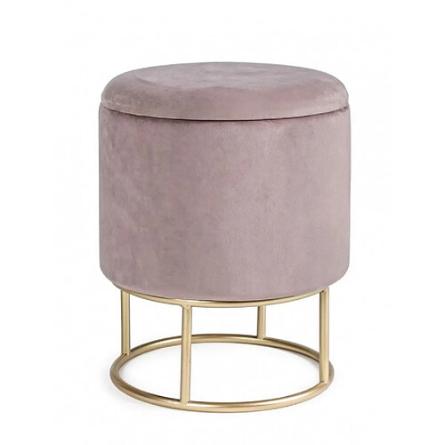 Webmarketpoint Tabouret avec structure en métal doré avec conteneur rose cm 45 h