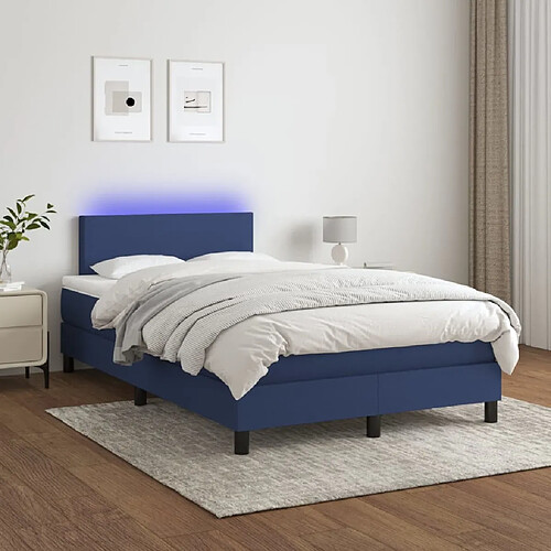 Sommier à lattes LED,Cadre à lattes de lit avec matelas pour Adulte Bleu 120x200 cm Tissu -MN17874