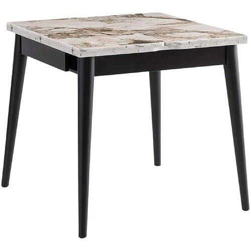 Hanah Home Table de repas extensible Totem noir, blanc marbré.