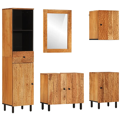 ComfortXL Ensemble D'armoires De Salle De Bain 5 Pièces Bois Massif D'acacia