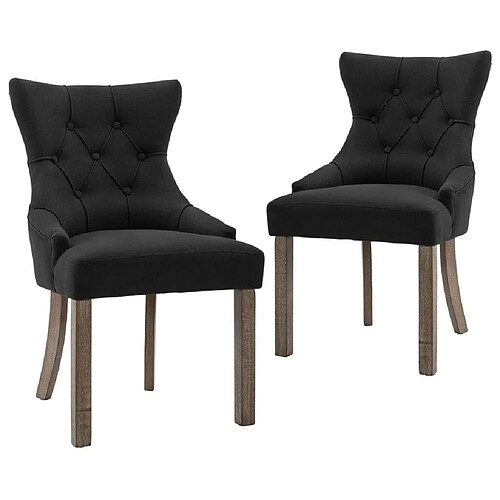 Maison Chic Lot de 2 Chaises à manger | Chaise de salle à manger cuisine noir tissu -GKD40921