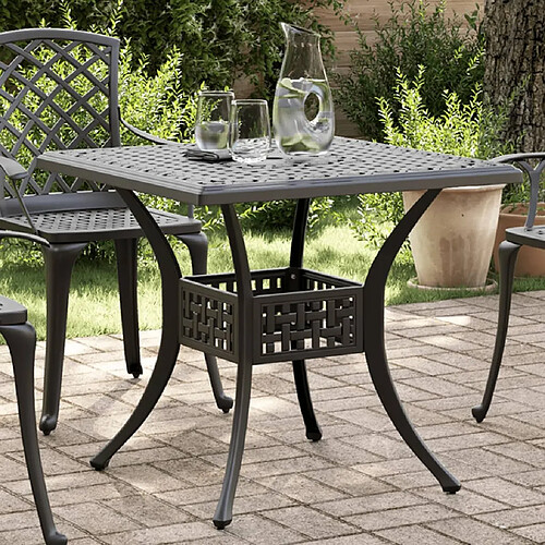 vidaXL Table de jardin noir 80x80x75 cm aluminium coulé