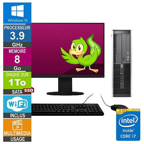 HP Elite 8300 SFF i7-3770 3.90GHz 8Go/1To SSD Wifi W10 + Ecran 24 · Reconditionné