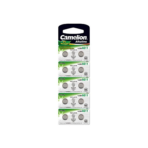 Pack de 10 piles Camelion Alcaline AG11/LR58/LR721/362 0% Mercury/Hg