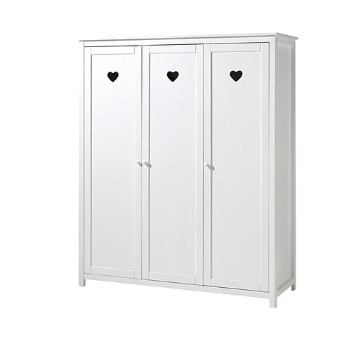 Mes Armoire 3 portes 159x57x190,5 cm en pin blanc - AMORENA