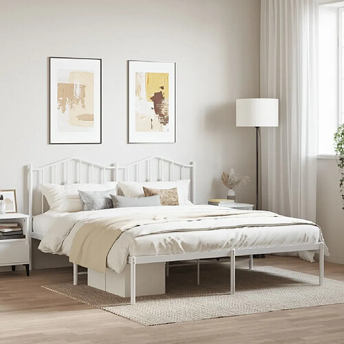 Maison Chic Lit adulte - Cadre de lit métal avec tête de lit,Structure du lit Contemporain pour chambre blanc 183x213 cm -MN11961