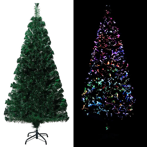 vidaXL Sapin de Noël artificiel avec support vert 150 cm fibre optique