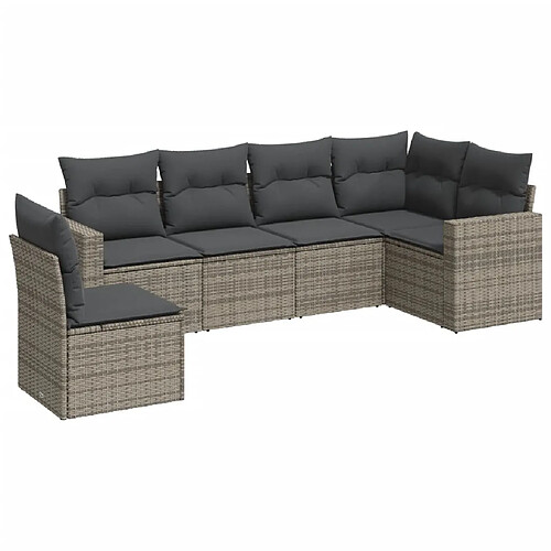 Maison Chic Salon de jardin 6 pcs avec coussins | Ensemble de Table et chaises | Mobilier d'Extérieur gris résine tressée -GKD84171