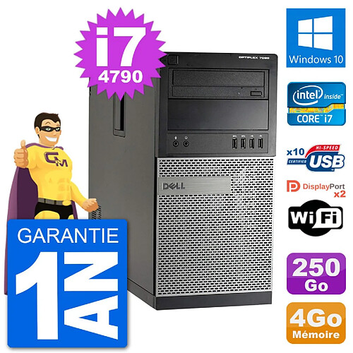 PC Tour Dell 7020 Intel Core i7-4790 RAM 4Go Disque Dur 250Go Windows 10 Wifi · Occasion