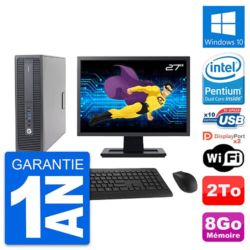 PC HP 600 G2 SFF Ecran 27" Intel G4400 RAM 8Go Disque Dur 2To Windows 10 Wifi · Occasion