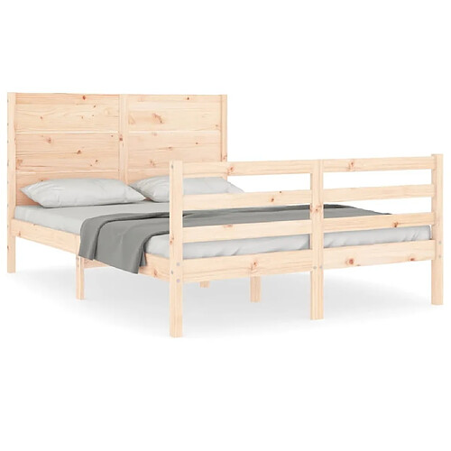 Maison Chic Cadre/structure de lit avec tête de lit pour adulte - Lit Moderne Chambre 140x190 cm bois massif -MN83904