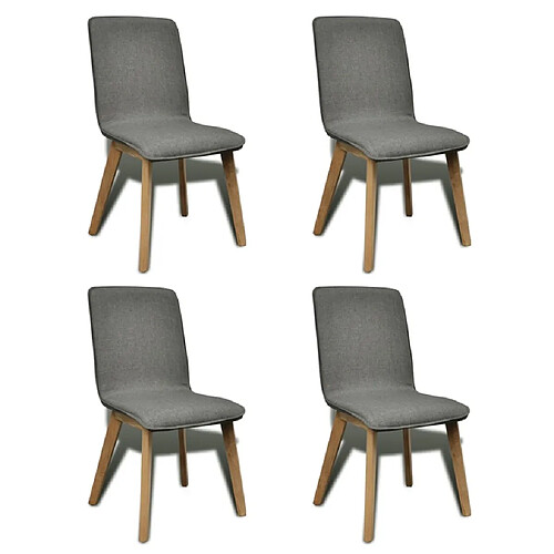 vidaXL Chaises à manger lot de 4 gris clair tissu et chêne massif