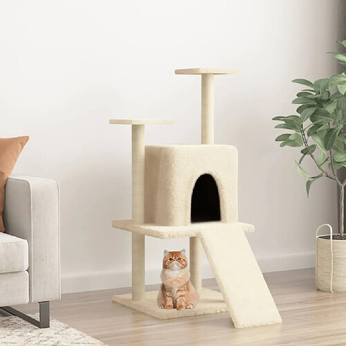 Arbre à chat avec griffoirs,niche pour chat en sisal crème 110 cm -MN99091