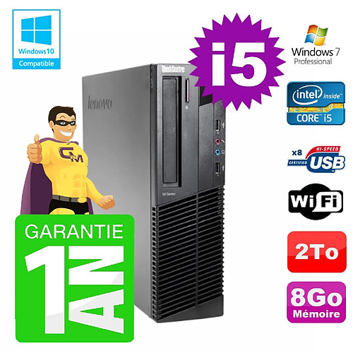 PC Lenovo M91p SFF Intel I5-2400 8Go Disque 2To Graveur Wifi W7 · Occasion