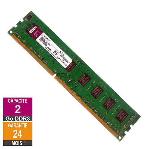 Barrette Mémoire 2Go RAM DDR3 Kingston KVR1333D3N9/2G PC3-10600U 1333MHz 2Rx8 · Reconditionné