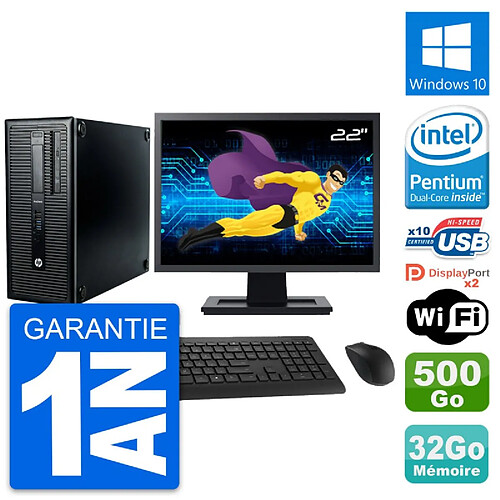 PC Tour HP 600 G1 Ecran 22" Intel G3220 RAM 32Go Disque 500Go Windows 10 Wifi · Occasion