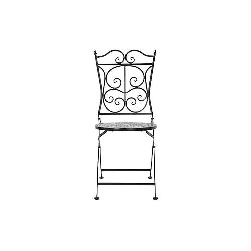 Pegane Lot de 2 chaises de jardin noir en fer forgé - Largeur 39 x Hauteur 93 x Profondeur 50 cm