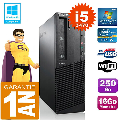 PC Lenovo M92p SFF Core I5-3470 Ram 16Go Disque 250 Go Graveur DVD Wifi W7 · Occasion