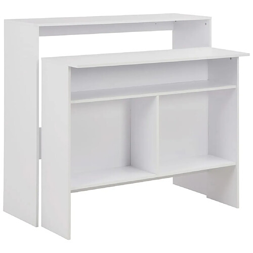 vidaXL Table de bar avec 2 dessus de table Blanc 130x40x120 cm