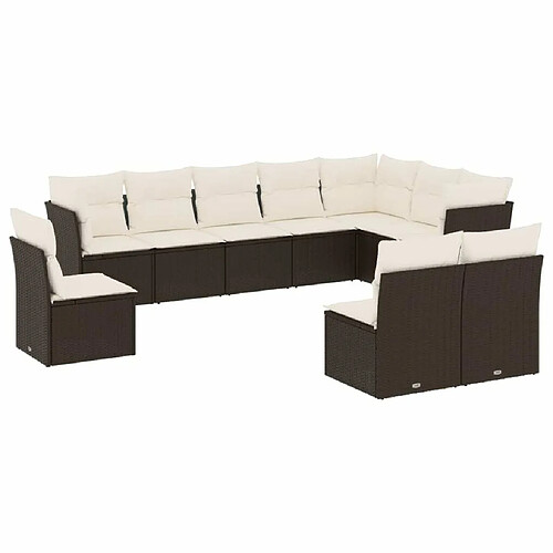 Maison Chic Salon de jardin 10 pcs avec coussins, Ensemble Tables et chaises d'extérieur noir résine tressée -GKD739536