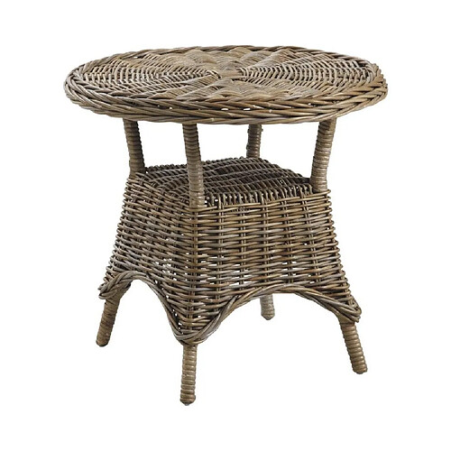 Aubry Gaspard Table d'appoint ronde en poelet gris Bekasi.