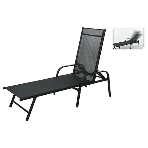 ProGarden Chaise longue pliable 195x60x45 cm noir