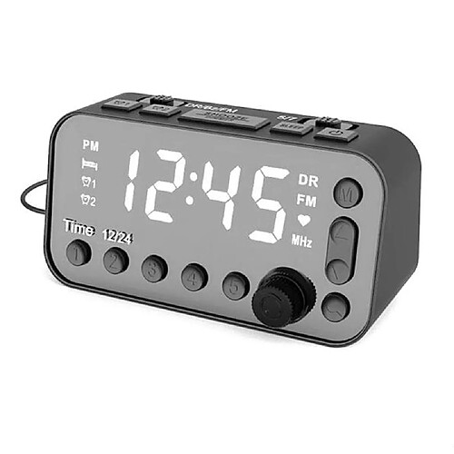 Universal Radio FM DAB Réveil numérique LCD Rétroéclairage Double port USB Minuteur de sommeil Bureau Chambre Voyage |(Le noir)