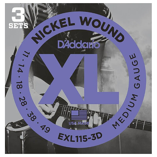 3 Jeux D'addario EXL115 - cordes guitare électrique