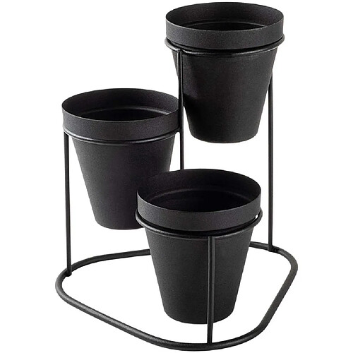 Hanah Home Cache-pots en métal 3 pots Decorative noir.