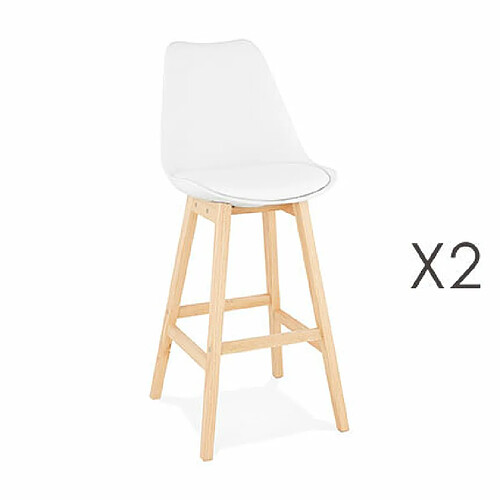 Mes Lot de 2 chaises de bar design 48x112x56 cm blanc - ELO