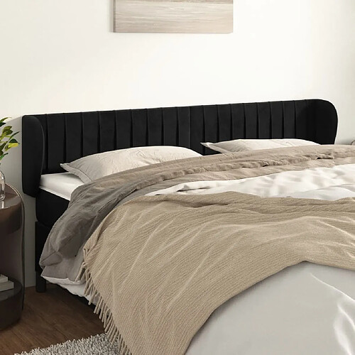 Maison Chic Tête de lit scandinave avec oreilles,meuble de chambre Noir 163x23x78/88 cm Velours -MN36386