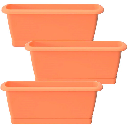 WellHome 3x jardinier rouille avec support en plastique dans la terre cuite 78,6 (long) x 18.4 (largeur) x 14.5 (High) cm