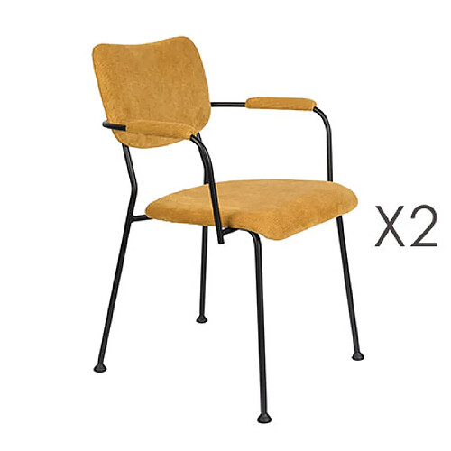 Mes Lot de 2 fauteuils repas en tissu ocre - BENSON