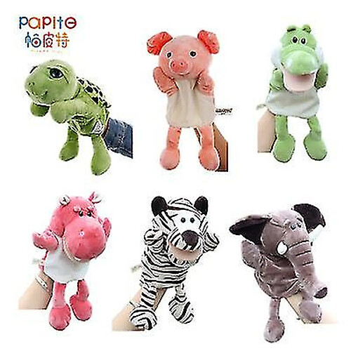 Universal 6pcs mignon animal hand pupet enfants gants de jouets éducatifs interactifs 30 cm